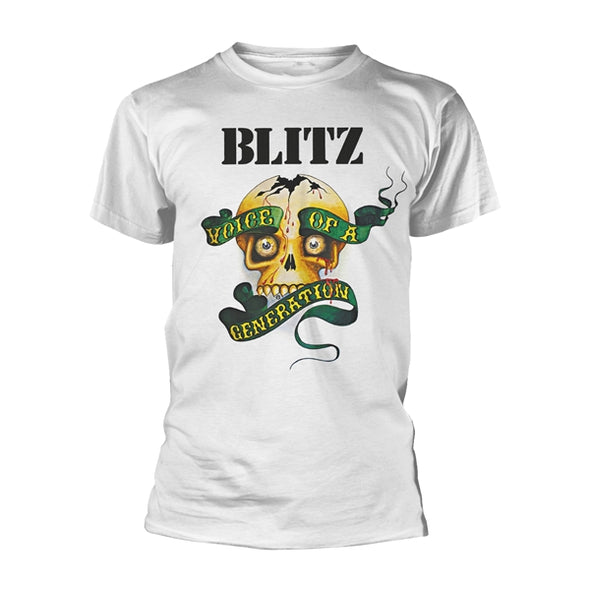Blitz - Voice Of A Generation (White) design Size T-SHIRT